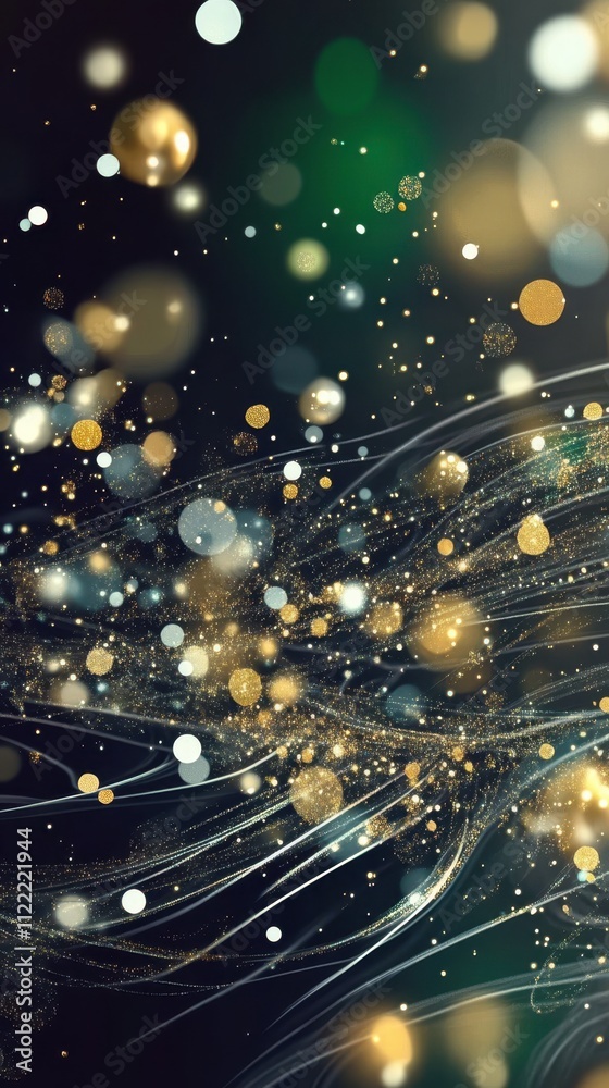 Poster enchanting glittery waves dance on a dark background creating mesmerizing magic