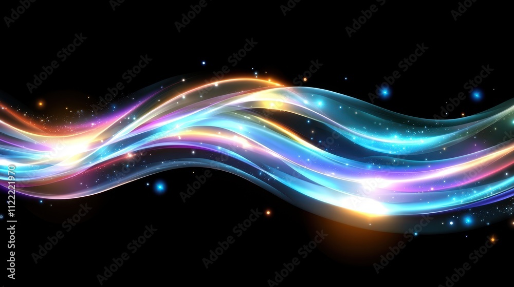 Poster glittery liquid magic flows through a black backdrop creating a mesmerizing visual experience