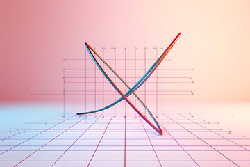 3D Illustration of Traditional XY Axis in Cartesian Coordinate System