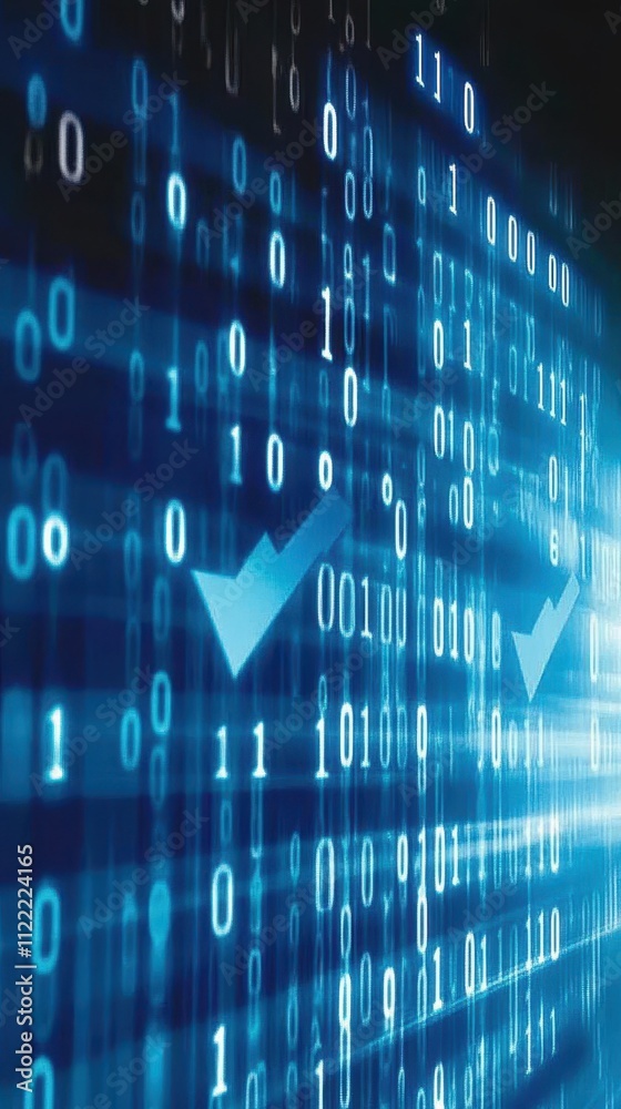 Poster Digital Transformation Represented by Upward Arrows and Binary Code Signifying Growth and Progress