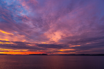 Fototapeta premium Vibrant Sunrise Over Sidney, Vancouver Island, BC, Canada With Colorful Sky