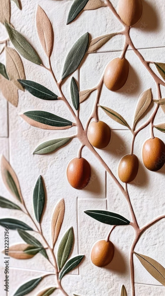 Poster olive branches elegantly crafted in a minimalist and artisanal style for timeless appeal