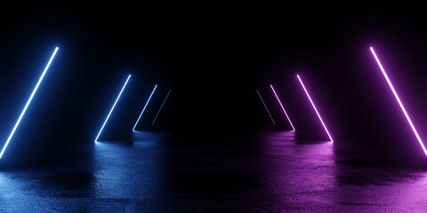 Futuristic Neon Light Space 3d render