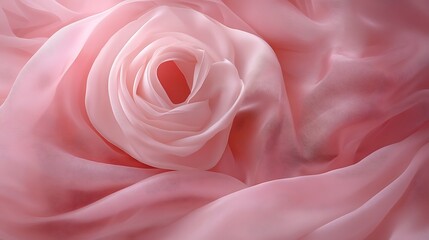 Delicate Pink Fabric Draped in Roselike Folds