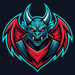 Obraz premium Dynamic winged demon logo featuring vibrant colors and fierce expression for esports teams