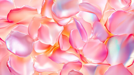 Fototapeta premium Delicate rose petals create a stunning contrast with a lustrous mother of pearl surface, enhancing natural beauty