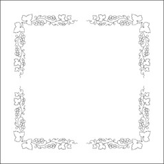 Vegetal frame with grapevine, decorative corners for greeting cards, banners, business cards, invitations, menus. Isolated vector illustration.	
