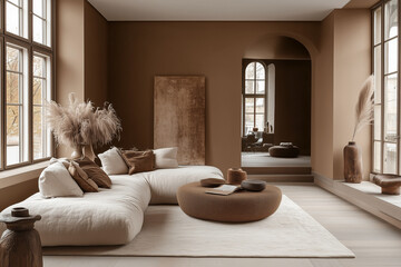 Modern interior design with Pantone 2025 Colour of the Year Mocha Mousse	
