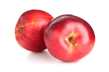Two fresh red apples isolated on white