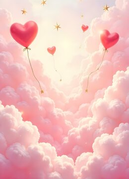 Valentines Day - Clouds and sparkling stars, evoking a dreamy, romantic atmosphere wallpaper