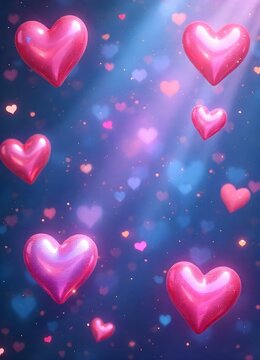 Valentines Day - Iridescent Fantasy Love shimmering background with iridescent hearts
