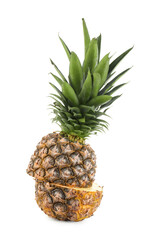 Fototapeta premium Pieces of ripe pineapple isolated on white