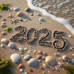 shell on the beach  new year 2025