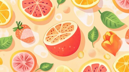 Naklejka premium summer aesthetic background with fruits