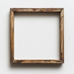 Fototapeta premium Antique Distressed Wooden Picture Frame on White Wall