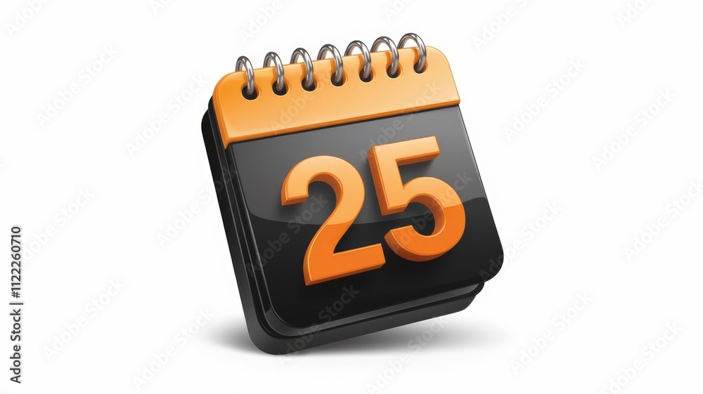 Poster A 3D render of a black and orange calendar showing the 25th.