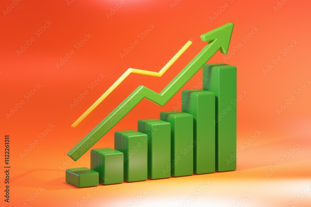 Poster an upward trending bar graph showcases significant growth and progress over time.