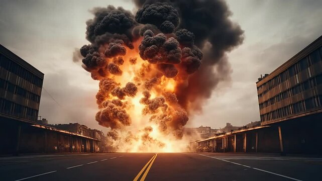 flash graphic burning explosive animation energy burn fly blaze gas dynamite yellow smoke explode hot blow warm bomb inferno explosion out dead large fire 4k design video dust war cloud horizontal abs