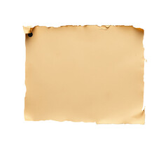 Obraz premium Whispers of Time: Aged Paper with Torn Edges and a Tiny Hole, Capturing the Essence of Forgotten Stories on a Transparent Canvas.