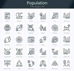 Population outline icon pack for medical administration and accreditation