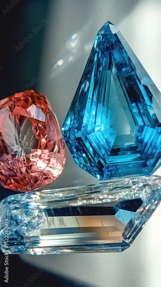 Poster stunning display of rare taffeite gems reflecting light in vibrant colors