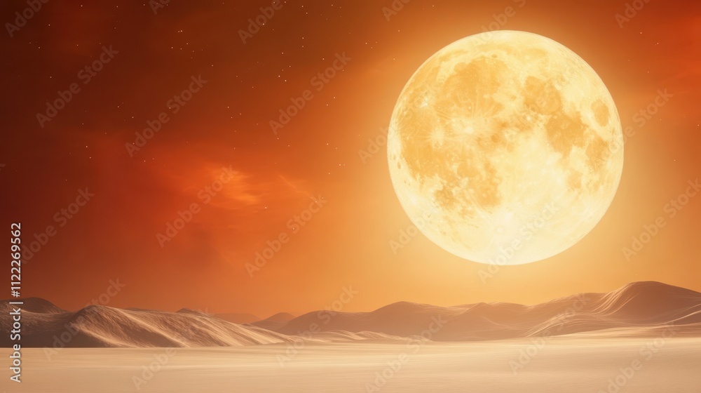 Aufkleber exploring the desolate beauty of a sunset on mars with a massive glowing planet