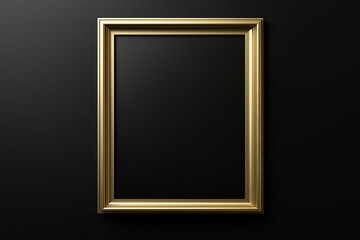 Minimalist rectangle gold frame isolated on black background