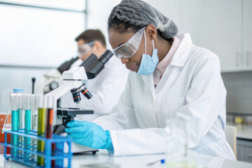 Researching samples in a modern laboratory setting