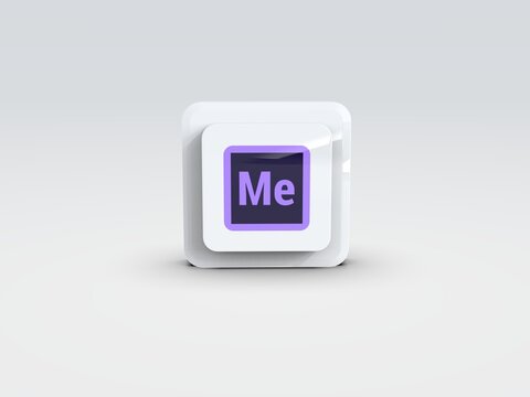 Adobe media encoder logo in big sur style 3d render icon design concept element isolated soft background