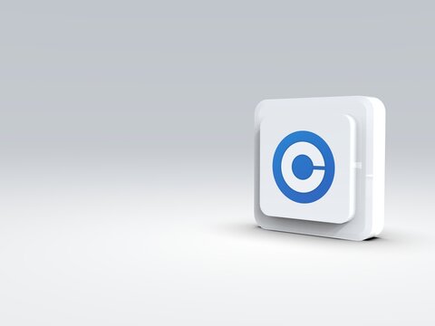 Side View coinbase app button isolated, 3D currency Illustration, Minimal icon in white background