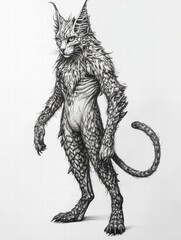 Fototapeta premium Intricate Illustration of a Feline-Inspired Creature with Unique Features