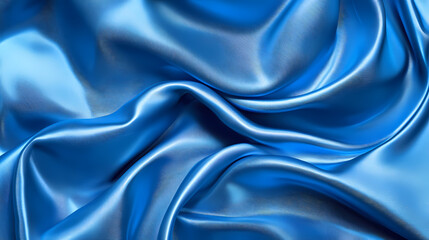 Obraz premium Abstract blue metallic fabric fluttering in the wind. Zephyr. Illustration