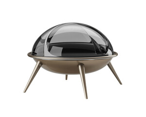 Modern decorative object with unique dome design and metallic base displayed in a stylish interior space