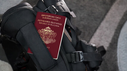 Bulgaria Passport on a Black Suitcase Travel Bag