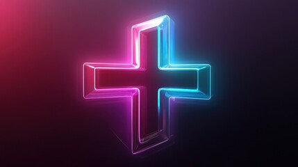 Obraz premium Medical cross icon with holographic glow, sleek and modern 