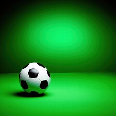 Naklejka premium Black and White Soccer Ball on Green Background with Soft Lighting