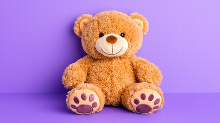 Obraz premium Cute Plush Teddy Bear on Colorful Background for Children Photography