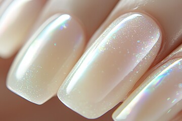 Obraz premium Sparkling Pearl Nail Art Closeup Manicure Beauty Shot