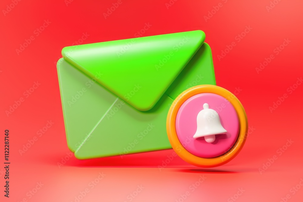 Poster new message notification: a vibrant green email icon with a notification bell.