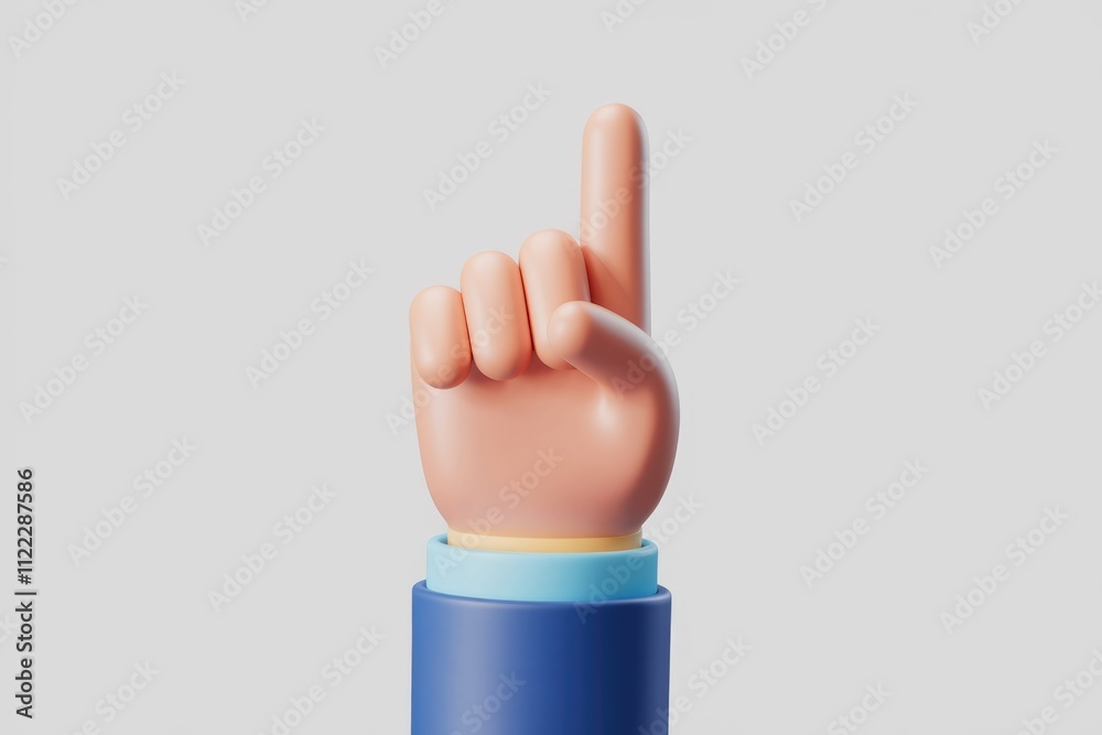 Aufkleber cartoon hand with index finger pointing up, suggesting selection or attention.