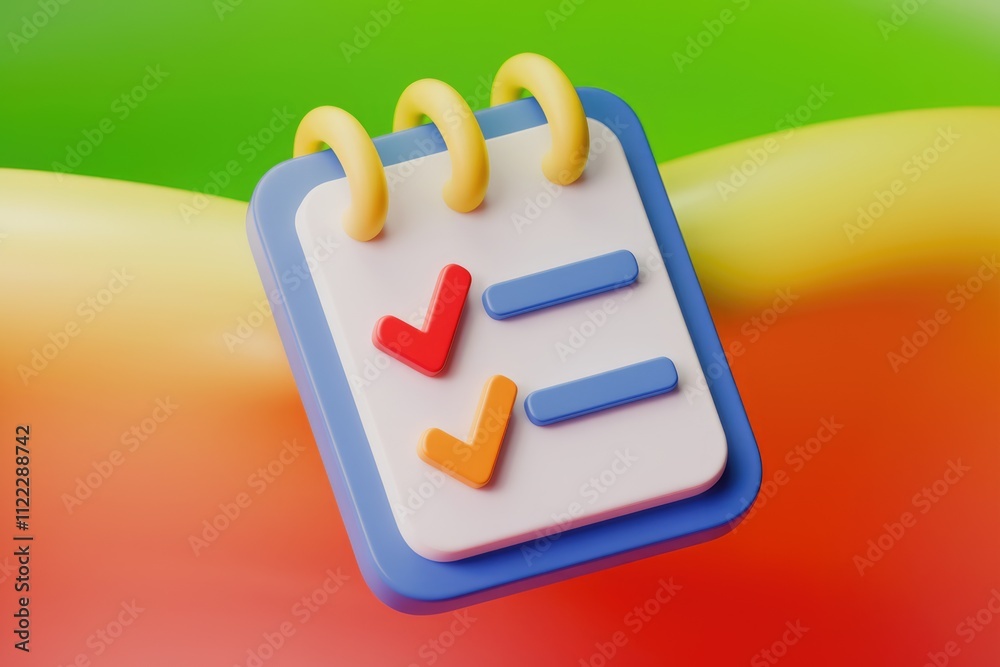 Poster A 3D rendered checklist notepad with two completed items, signifying task management or organization.