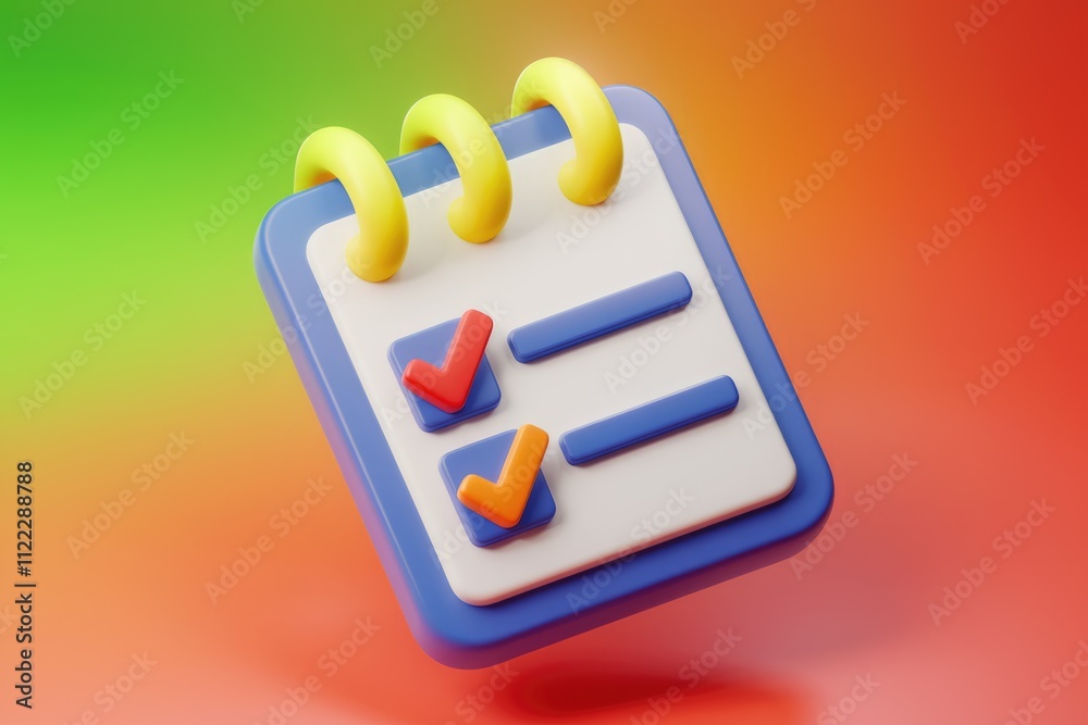 Poster A 3D rendered checklist icon with two completed items, signifying task completion or to-do list.