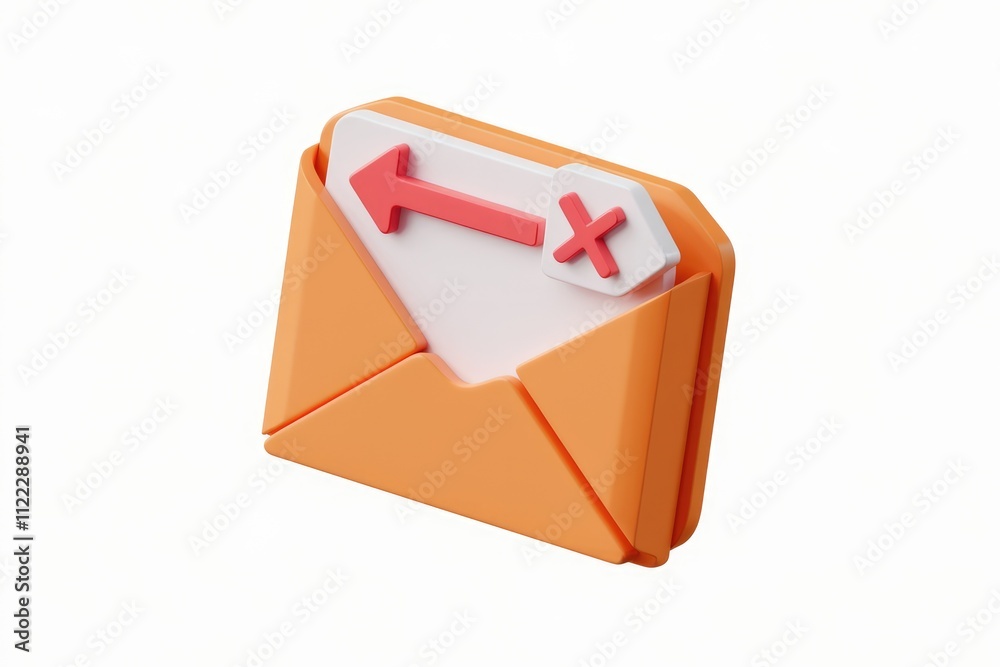 Poster 3D render of an orange envelope with a rejected message, indicating email rejection or cancellation.