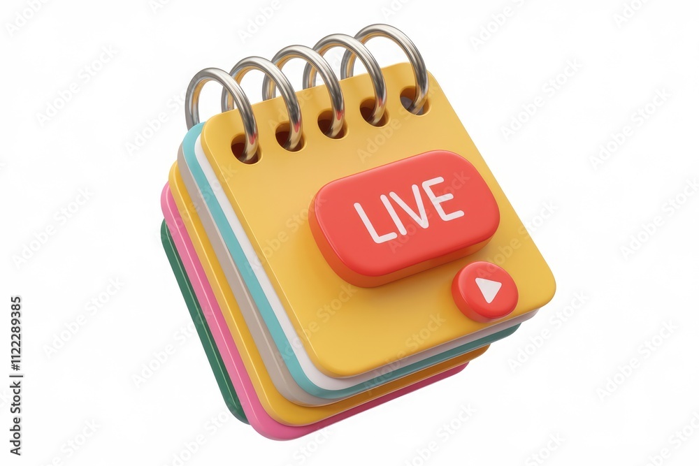 Poster A colorful notepad icon displaying 'LIVE' with a play button, symbolizing live streaming or broadcasting.