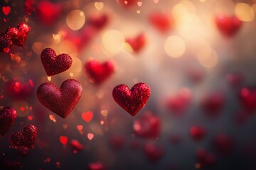 Obraz premium background of red hearts, with a dark and romantic atmosphere, perfect for Valentine's Day themes.
