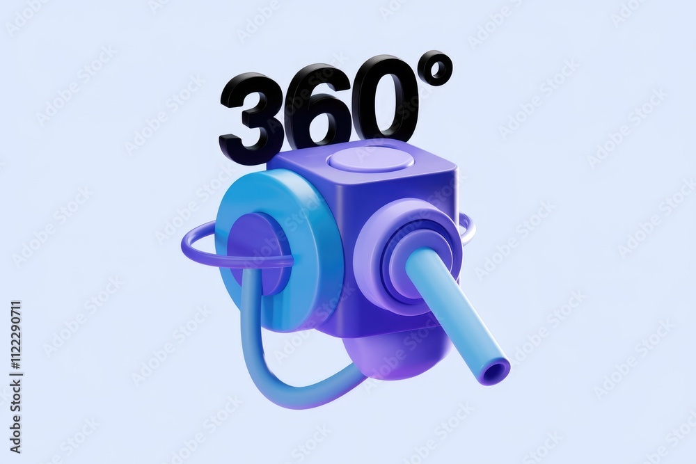 Aufkleber Abstract 3D render of a 360 rotating device with vibrant blue and purple elements.