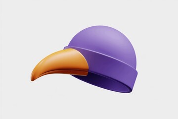 Fototapeta premium A purple beanie hat with a long orange beak, a unique and playful design.
