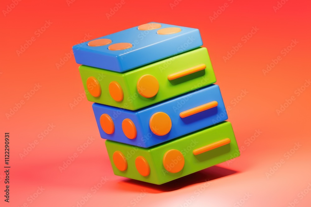Fototapete A stack of colorful, playful blocks with rounded edges and simple designs.