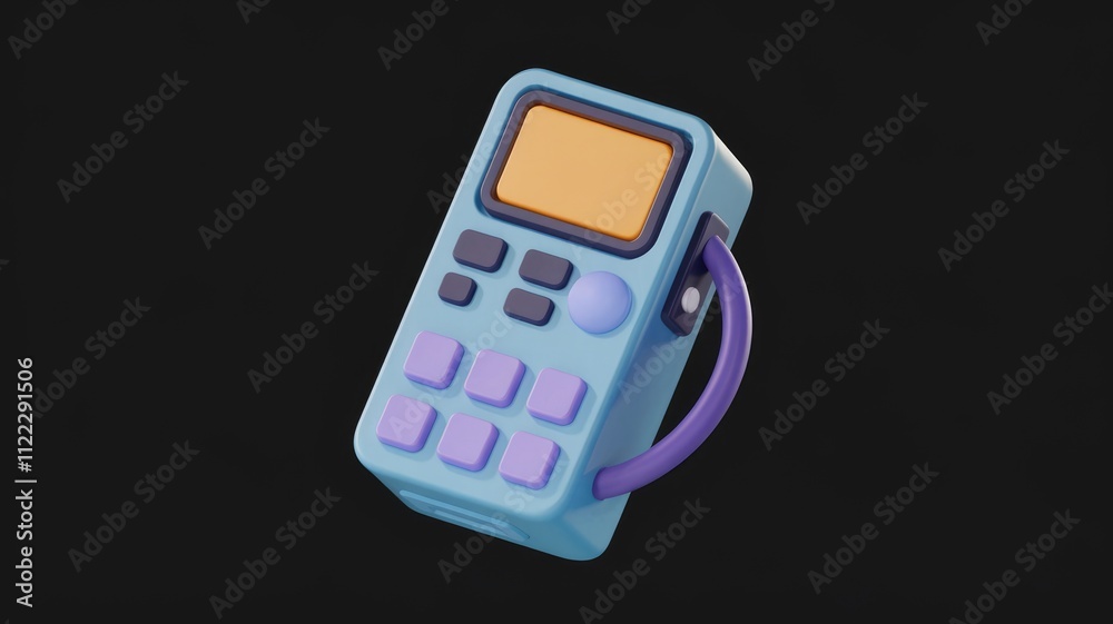 Aufkleber a 3d rendered cartoonish handheld device with buttons, a screen, and a handle.