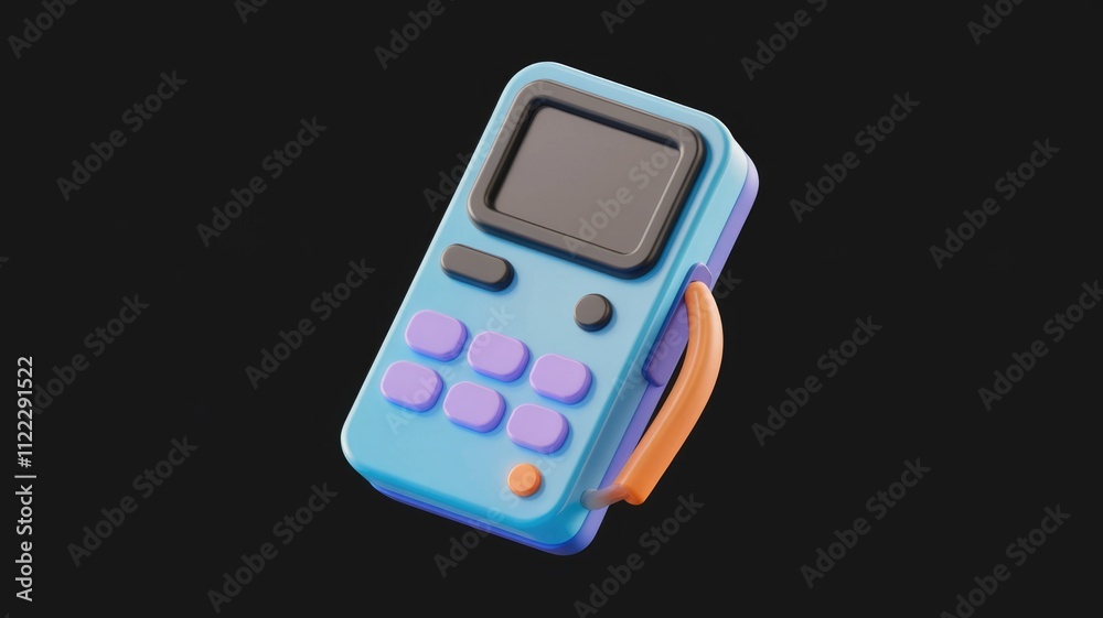 Leinwandbilder a 3d render of a retro handheld device with a screen, buttons, and a handle.